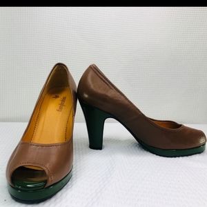Farylrobin Peep Toe Two Tone Pumps